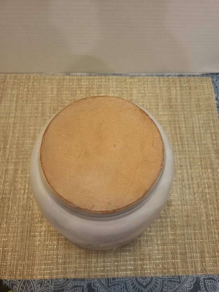 Vintage Brushed Designed Glazed Pottery Planter Marked