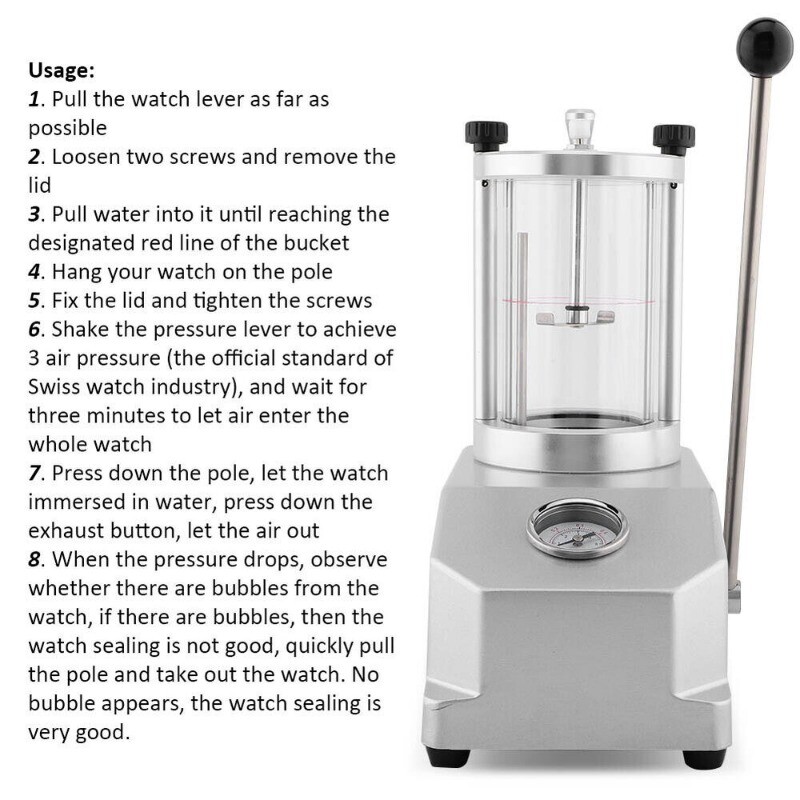 6 Watch Case Waterproof Pressure Tester Water Resistant Testing Machine COOL
