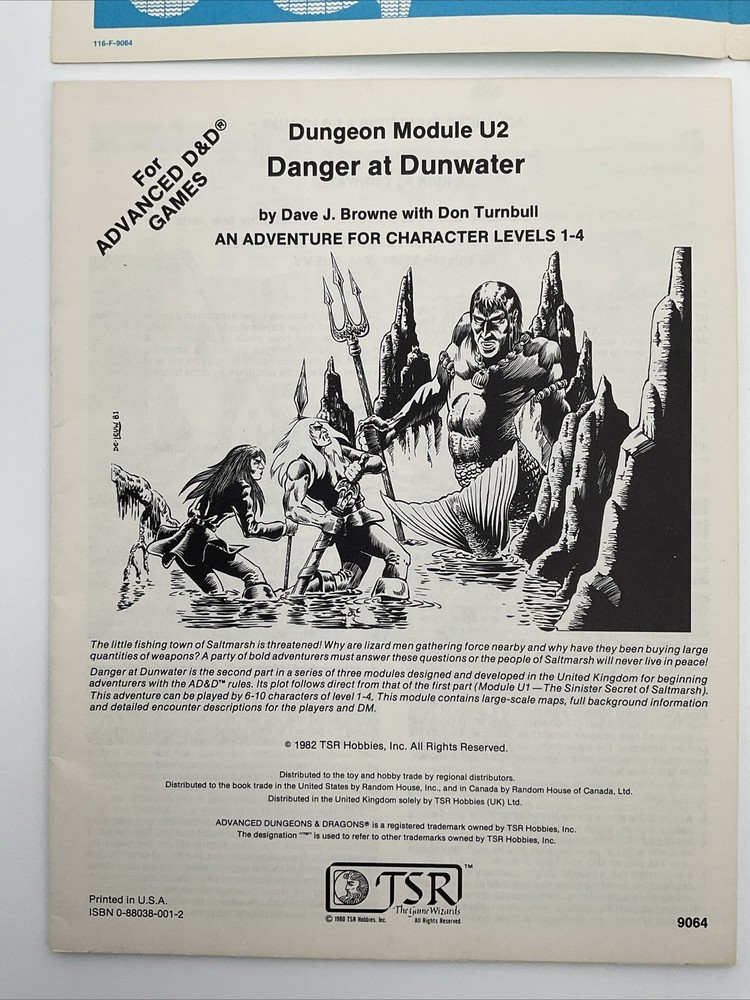 [AD&D] U2 Danger at Dunwater (1982) VG+