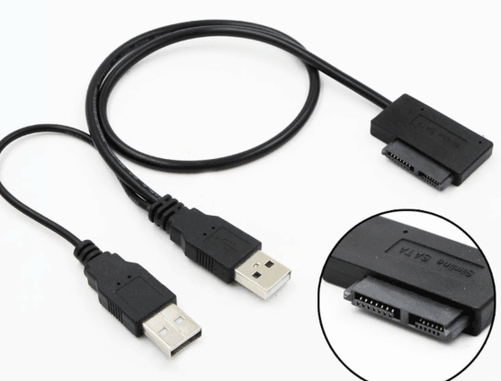 SLIMLINE SATA 13 Pin to USB Y Side Angle Converter Cable