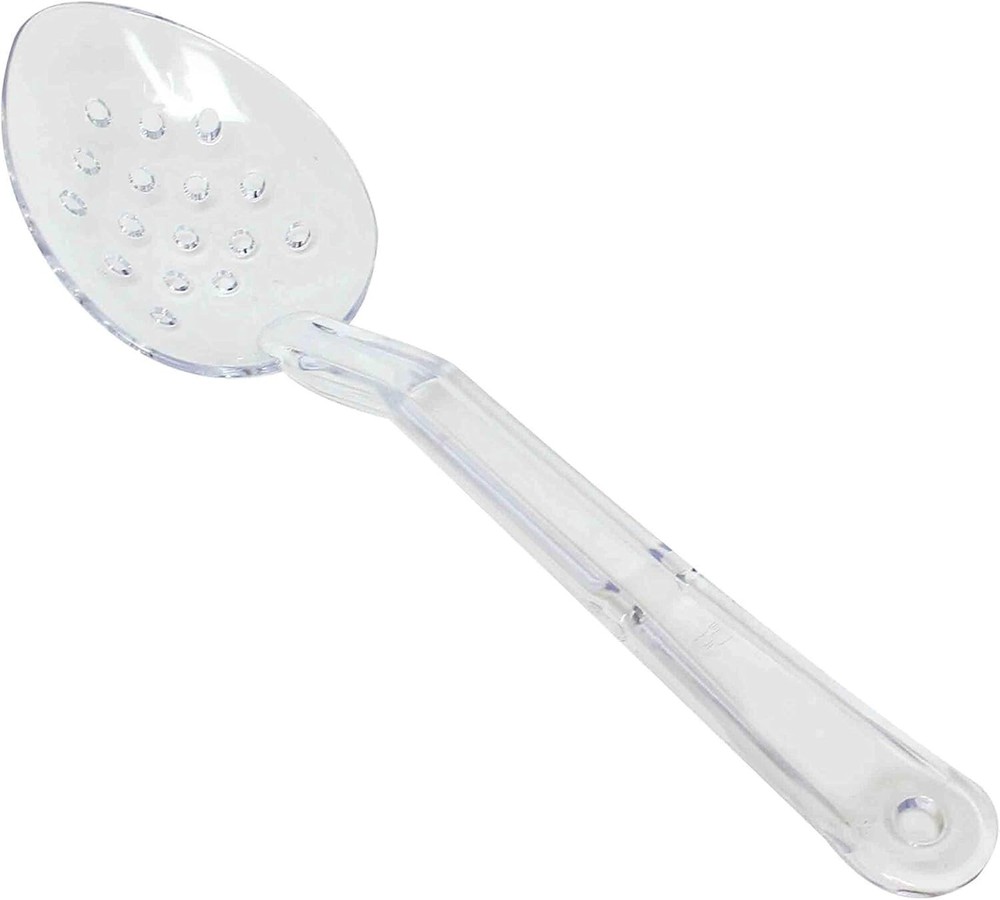 Thunder Group 11" Serving Spoon, Perforated, Clear - Set of 12