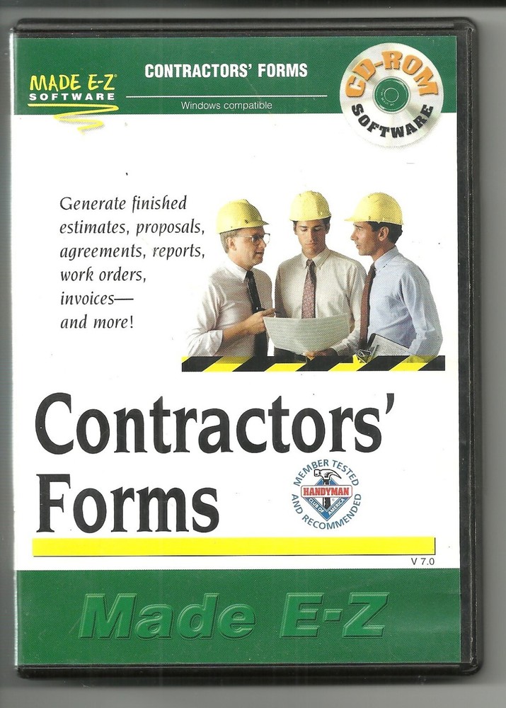 CONTRACTORS FORMS MADE E-Z CD-ROM SOFTWARE WINDOWS VINTAGE 1999 SOLD AS IS