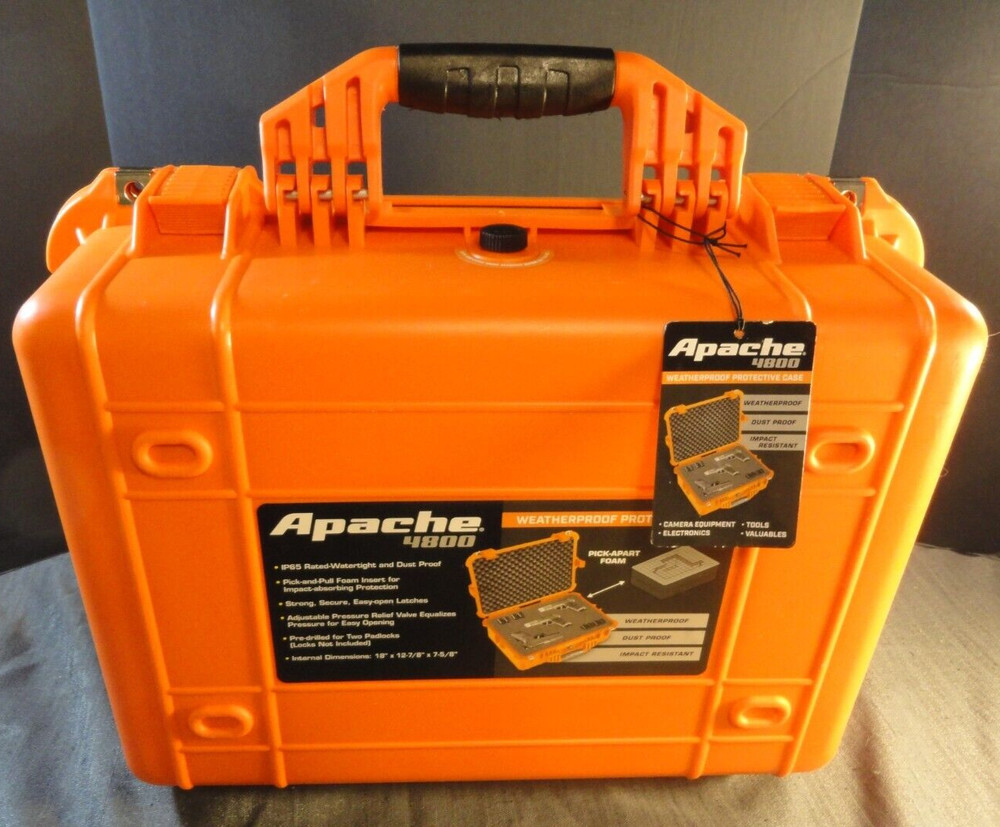 APACHE 4800 WEATHERPROOF PROTECTIVE HARD CASE CAMERA WEAPON ORANGE 19x13x7
