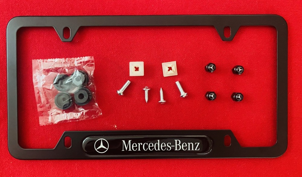 Mercedes-Benz License Plate Frame with Hardware & Stem Caps