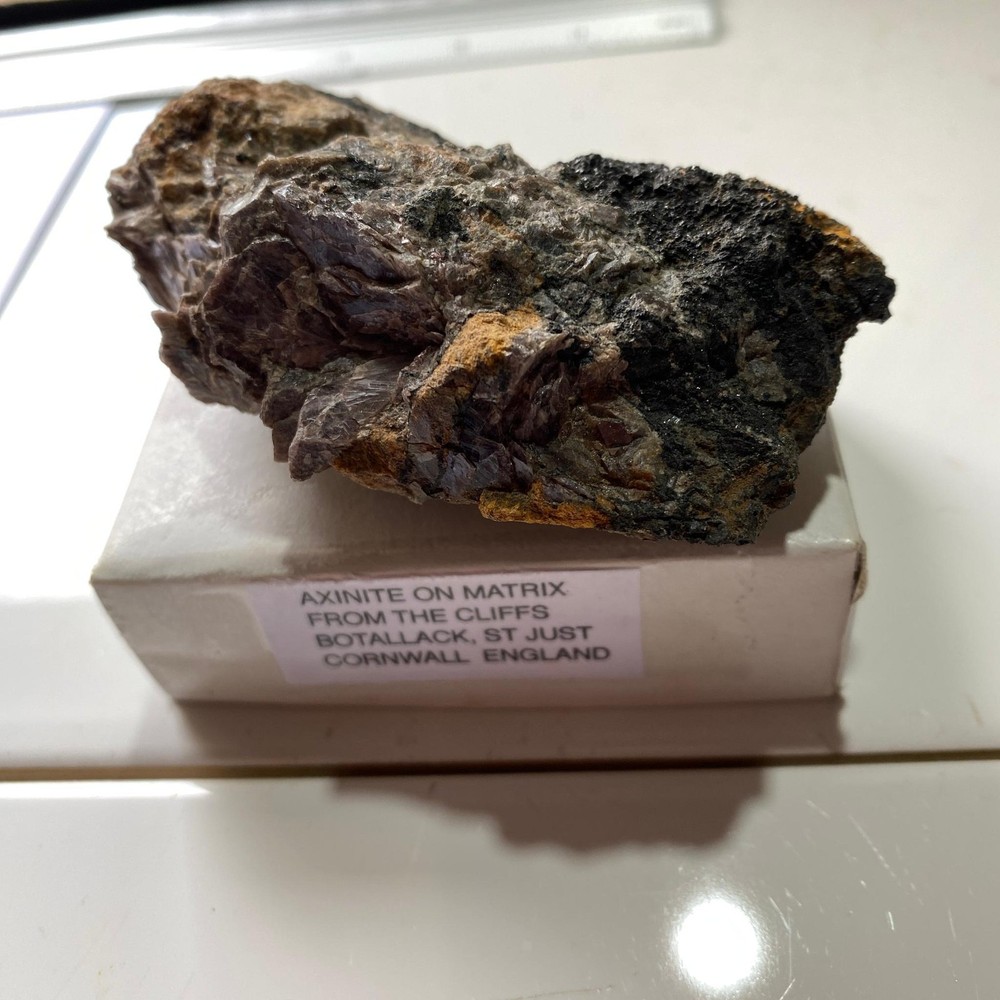 AXINITE ON MATRIX FROM BOTALLACK, ST JUST, CORNWALL  152g  MF258