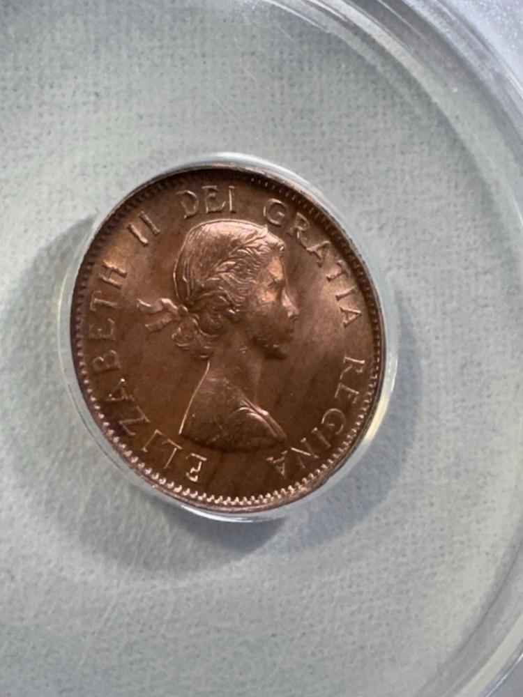 1957 Canada 1 Cent Graded MS 65 RD by ANACS