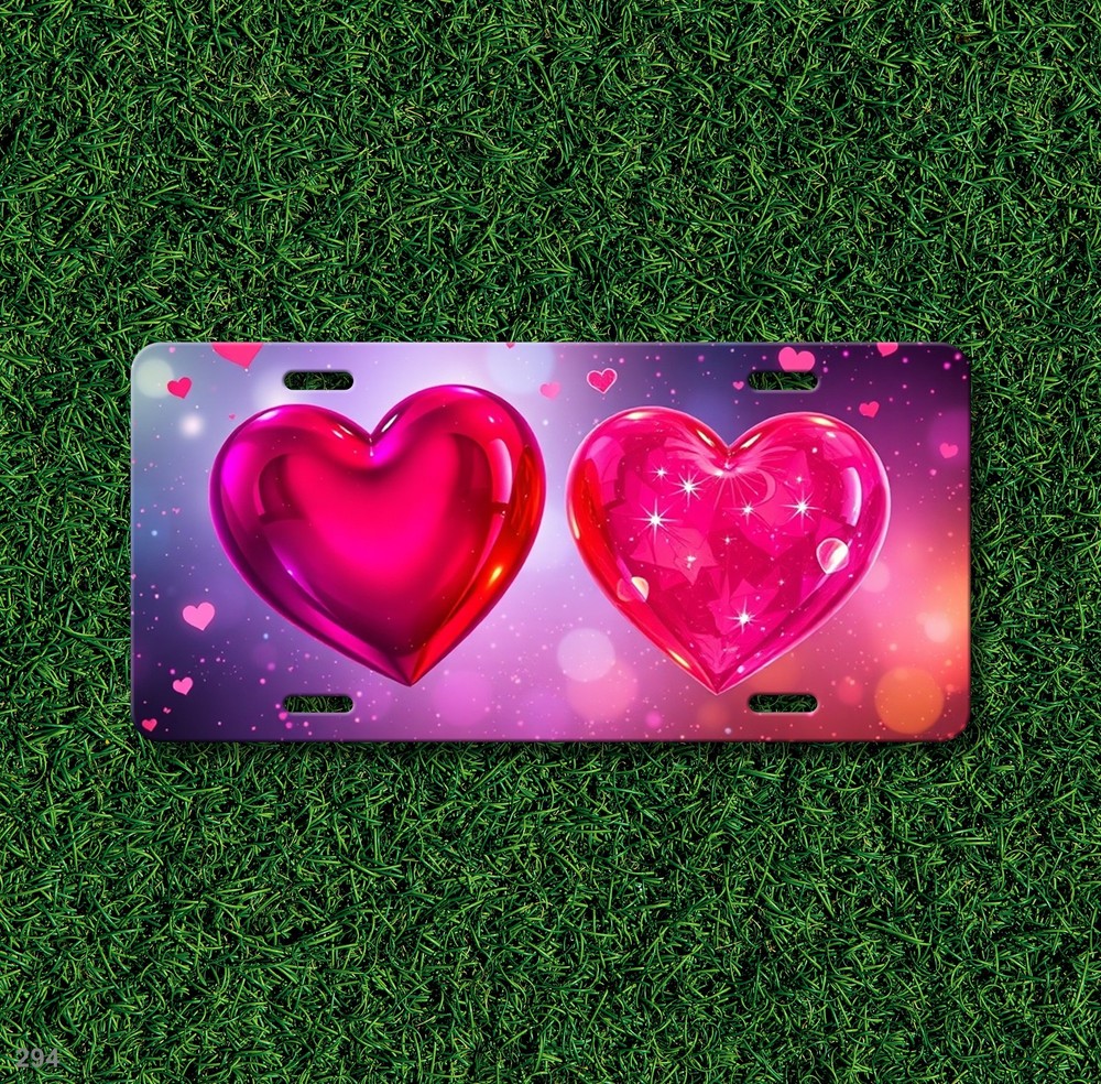 Modern Hearts License Plate Name Plate Auto Tag Everyday Gift
