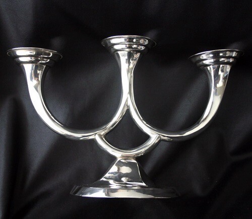 Vintage 800 Silver Three Light Candlestick Germany BOHM HUGO