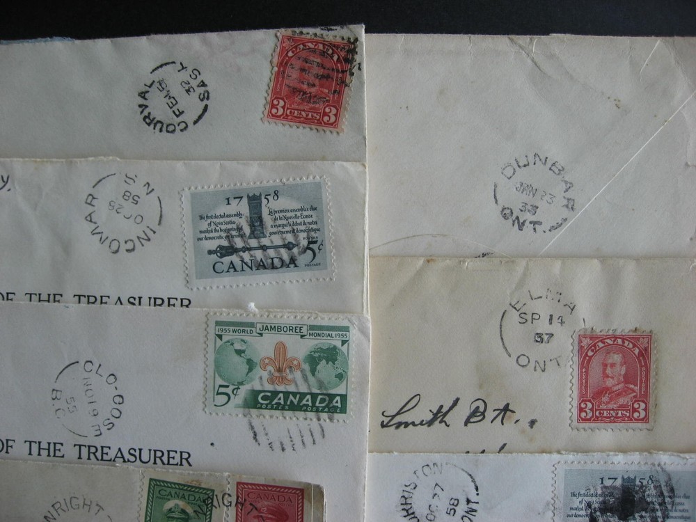 Canada 15 different split ring cancels on cover 6 covers opened on 3 sides