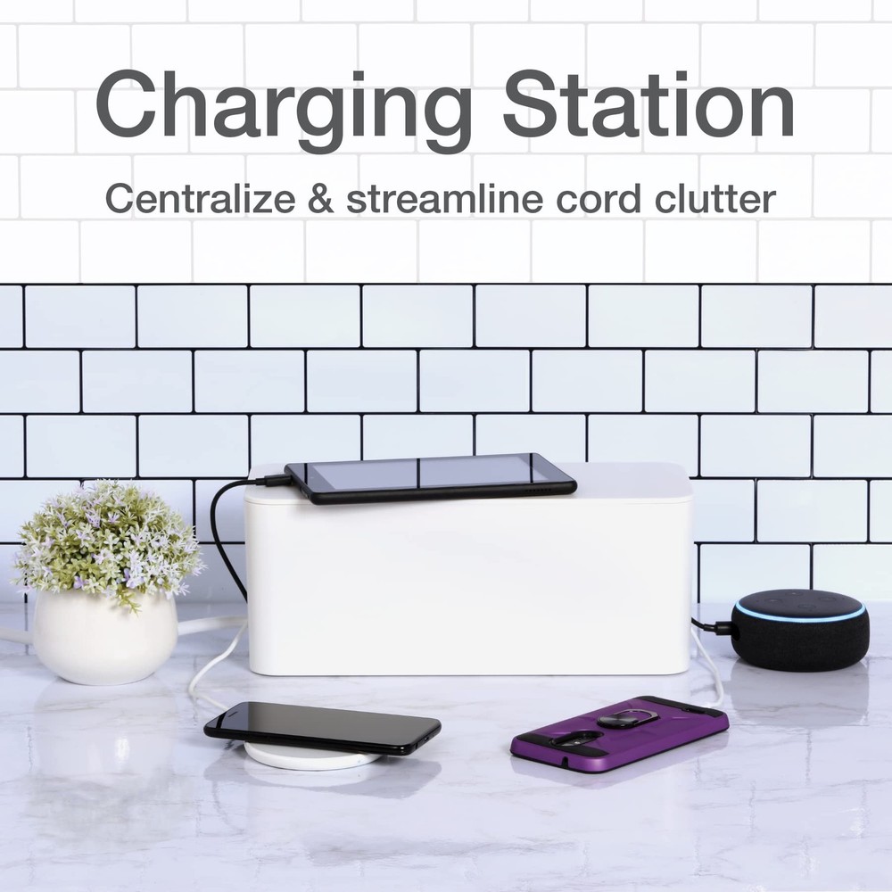 Oxford Cable Management Boxes 3 Pack Small Medium Large Power Strip Organizer Wh
