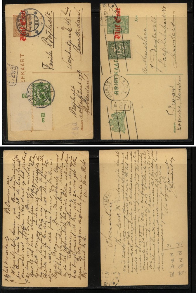 Netherlands  2  uprated  revalued   postal  cards        MS0523