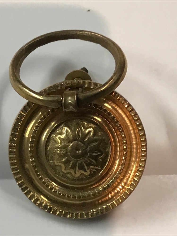2.3/16” Round Solid Brass Regency Period Bail Handle with Round Backplate NOS