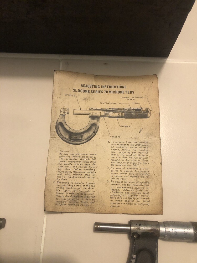 5 PIECE SLOCOMB MICROMETERS SET