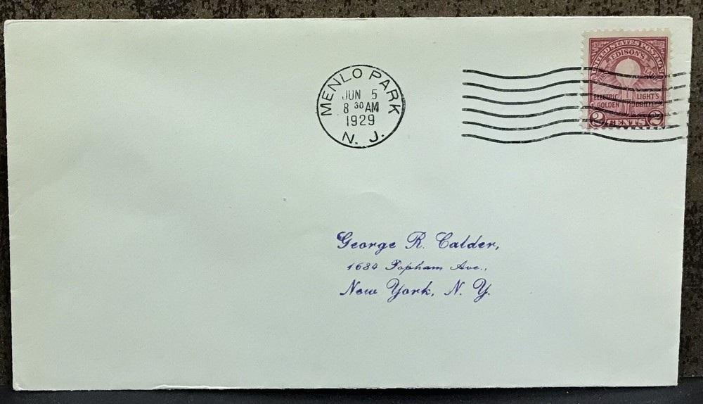 US #654 FDC, 1929 Mento Park Nj