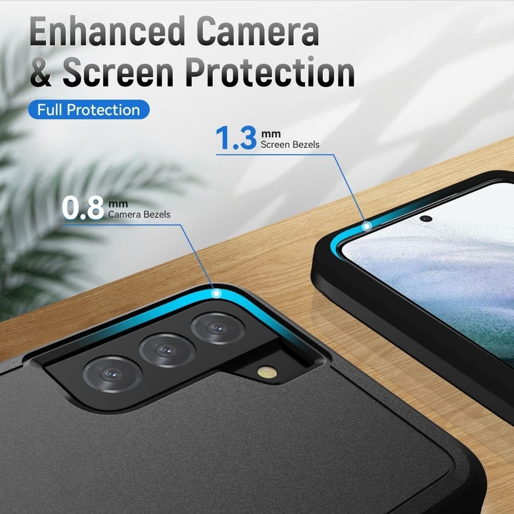 Galaxy S21 FE 5G Case with Screen Protector, Heavy-Duty Shockproof Protective Ca