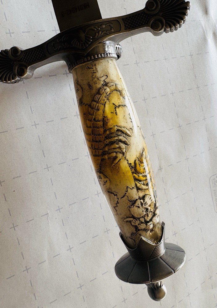 16” Medieval Dagger Skull Skeleton Handle And Sheath With Chain