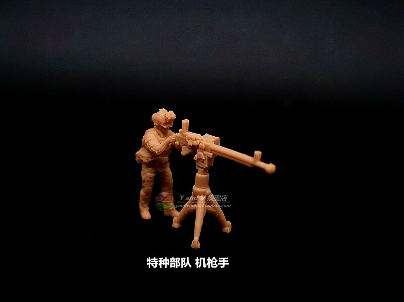 1/72 Terrorist/Special Forces/mercenary machine gunner 3 man model (3D printed)