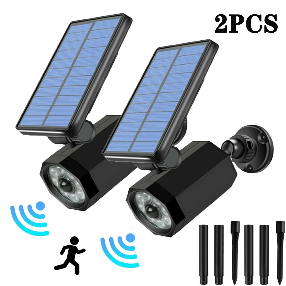 2PC Solar Motion Sensor Light Outdoor Spotlight Solar Landscape Lights for Yard