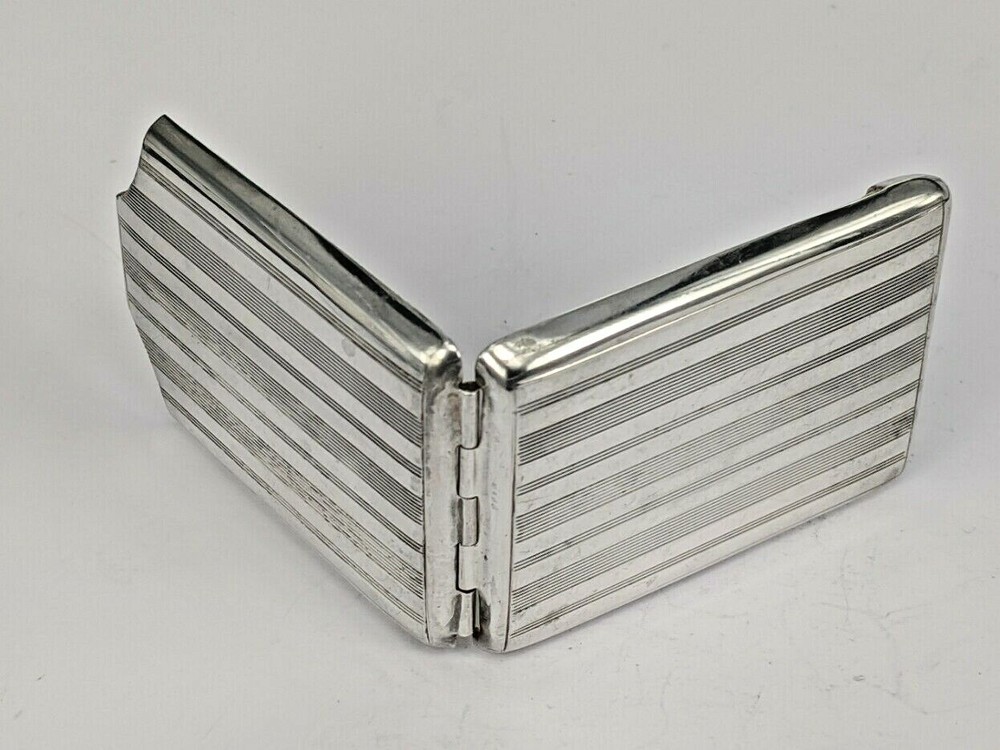 1936 Solid Silver striped vesta matchbook holder by R Pringle