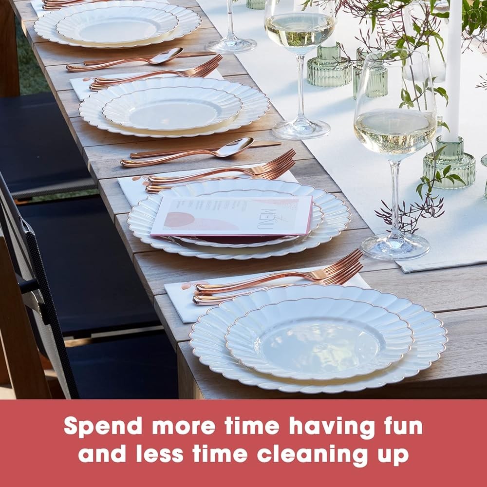 HEAVYWEIGHT 175 Pc Fancy Disposable Dinnerware Set | Ivory