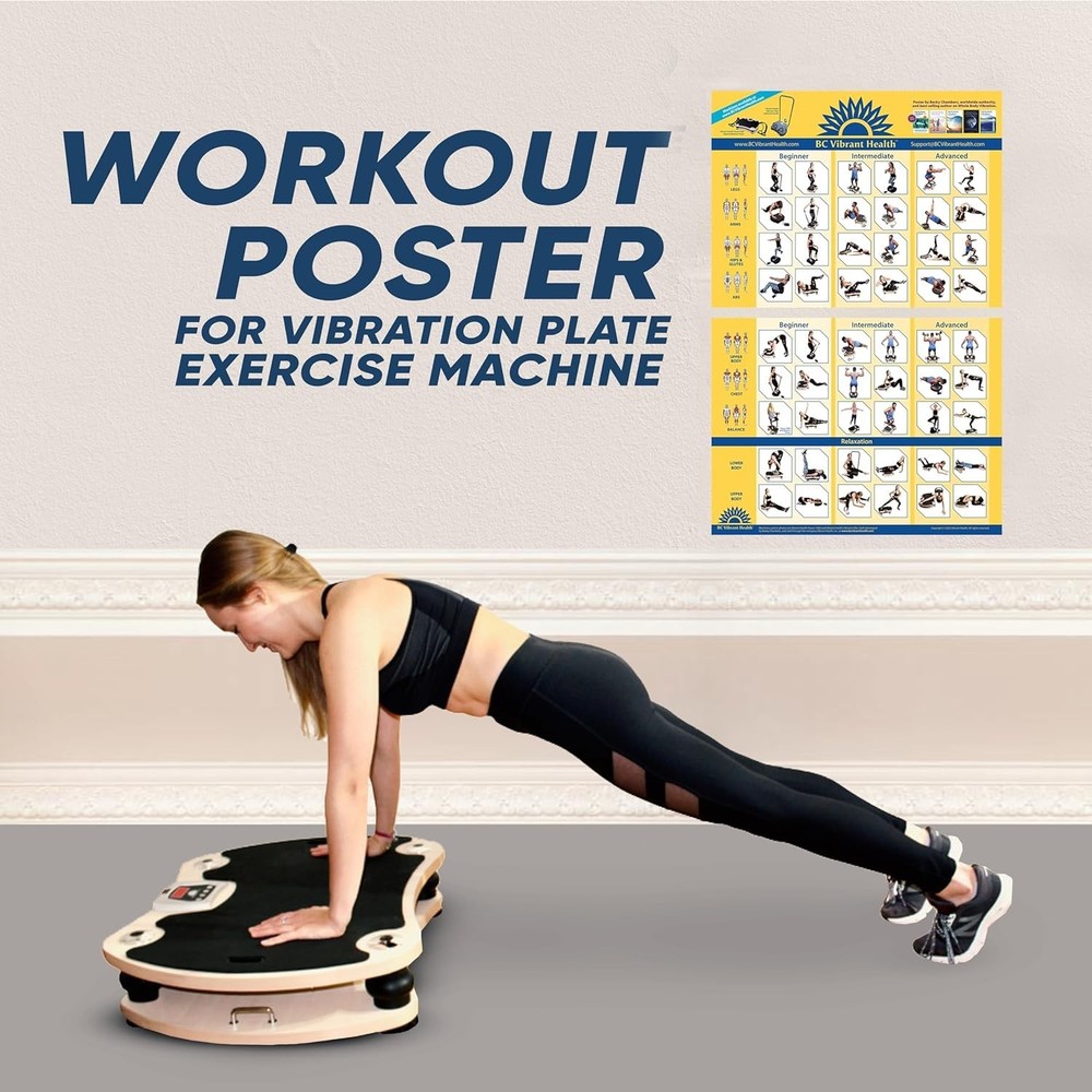 Laminated Full Body Vibration Exercise Chart - 54 Positions, 36"x24"