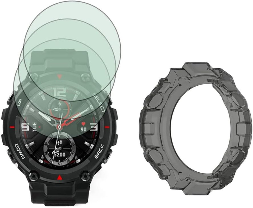 Watch Screen Protector (3+1Pack) Compatible for Amazfit T-Rex/T-Rex Pro, Tempere