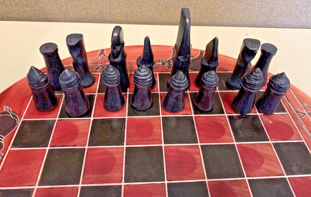 Vintage African Soap Stone Chess Set