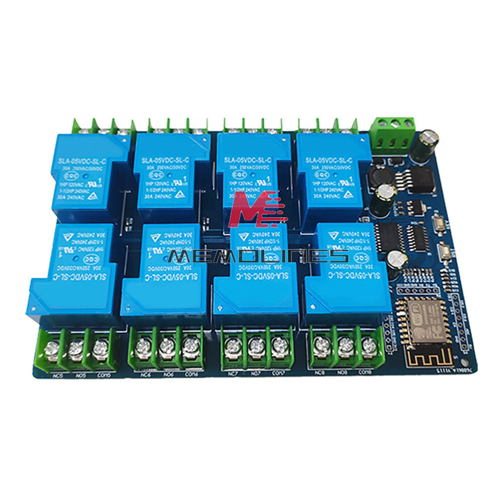DC7-28V 5V ESP8266 WiFi 8-Channel 30A Relay Module ESP-12F Development Board
