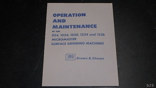 BROWN SHARPE SURFACE GRINDING OPERATORS Manual