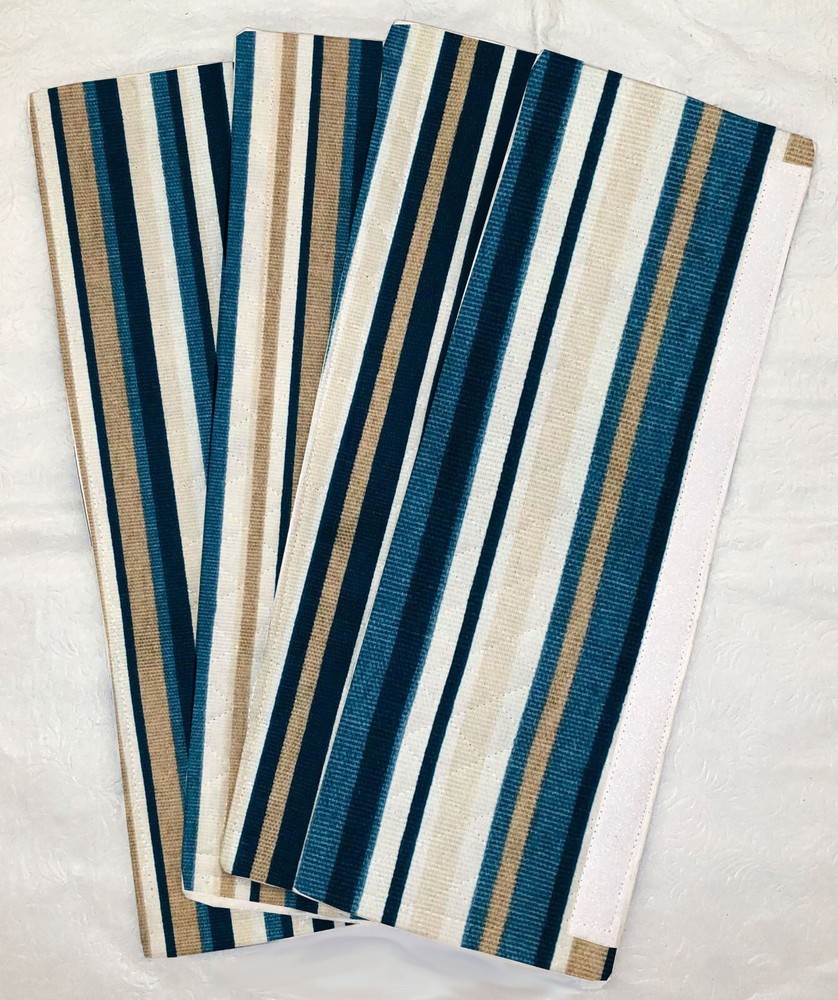 Blue Khaki Beige Stripes Refrigerator Oven Dishwasher Handle Covers