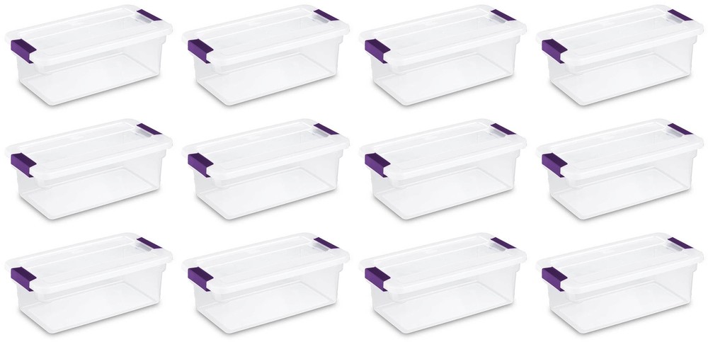 Sterilite 6 Quart Plastic ClearView Latch Box Storage Container Tote, 12 Pack