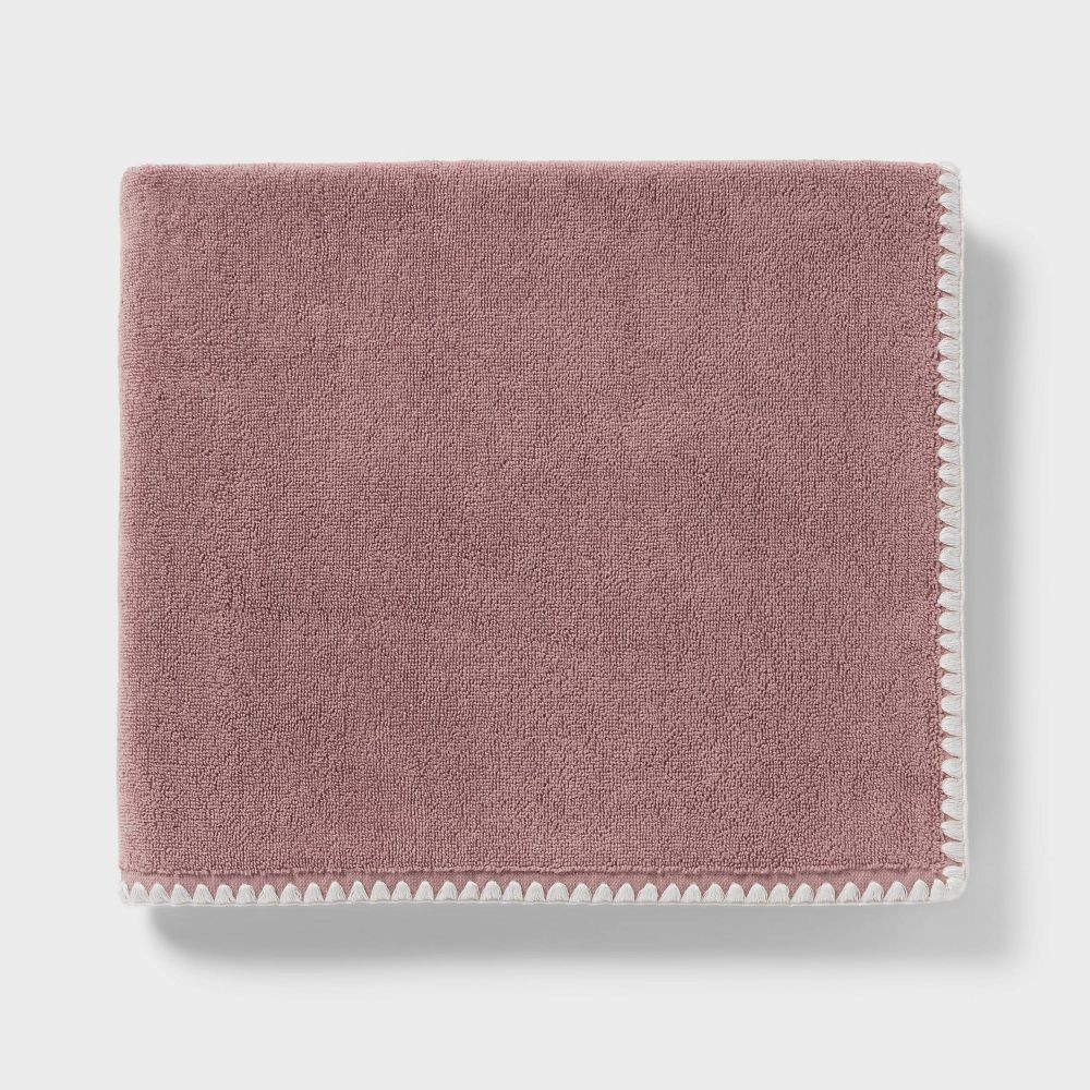 2pc Boho Border Stitch Bath Towel Mauve - Threshold