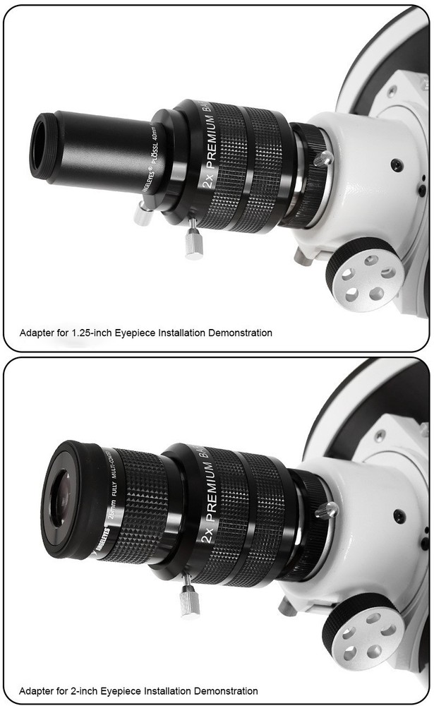 2x Apochromatic Barlow Lens 2" 4-Element Fully Multi-Coated w/ Adapter 1.25-inch