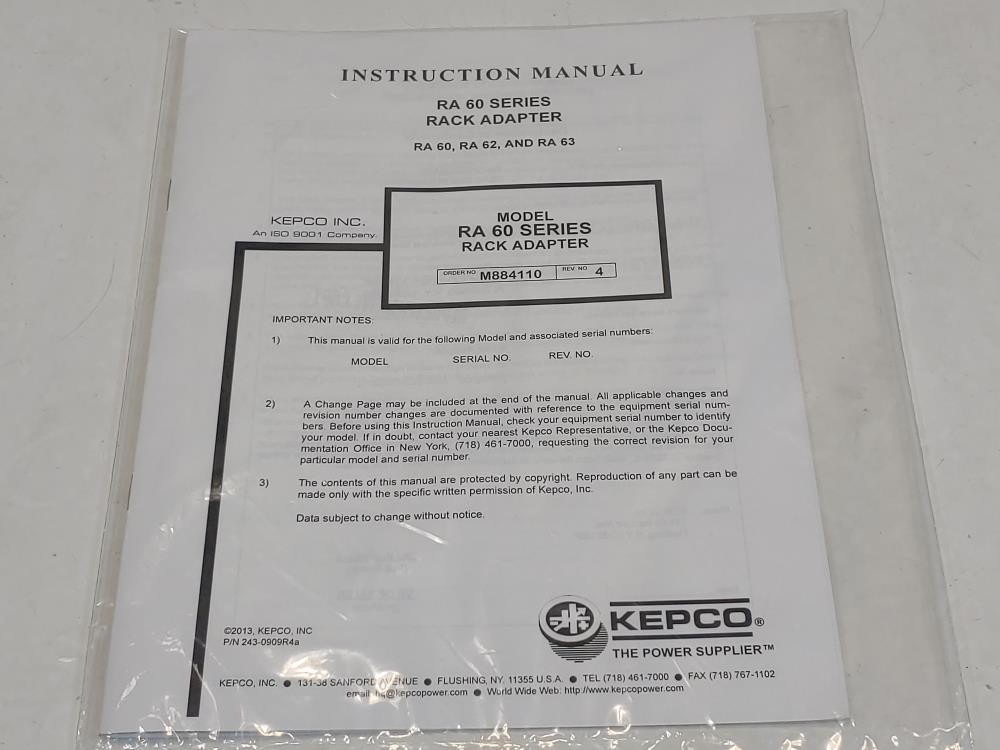 Kepco RA60 Rack Adapter