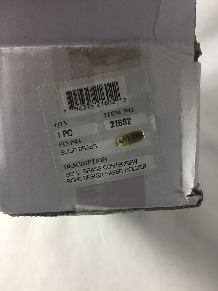 Part No 21602 ~ Solid Brass  Con/Screw Rope Design Rope Design Paper Holders (Tw