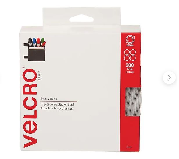 Velcro Brand 3/4" Sticky Back Hook & Loop Fastener Dots, White, 200/Pack 91824