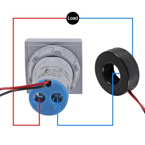 2pcs Blue LED Display Voltmeter, Square Dual Display Voltmeter and Ammeter blue