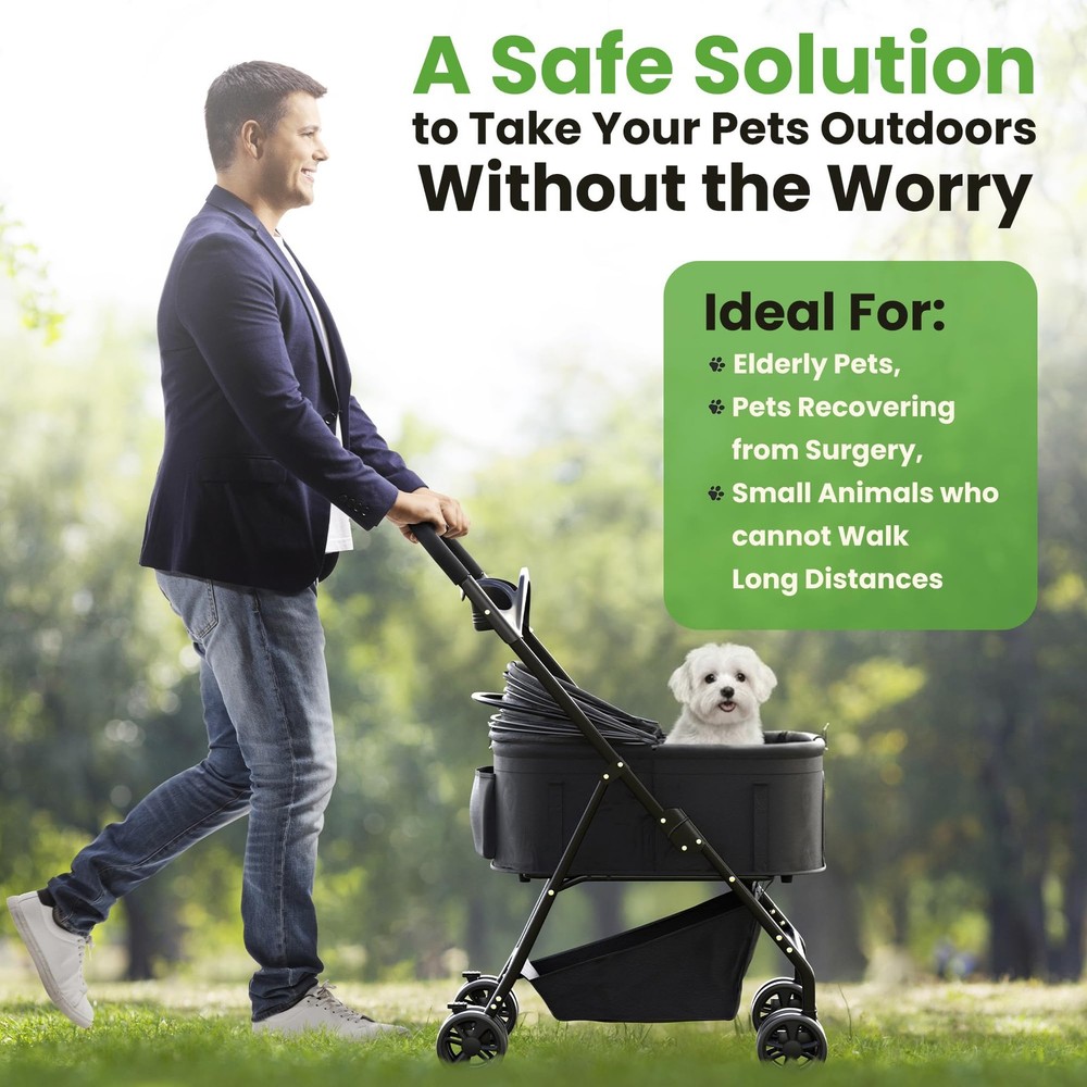 Pet Stroller 3 in 1 Foldable Dog Stroller, Cat Strollers, Foldable pet Stroll...