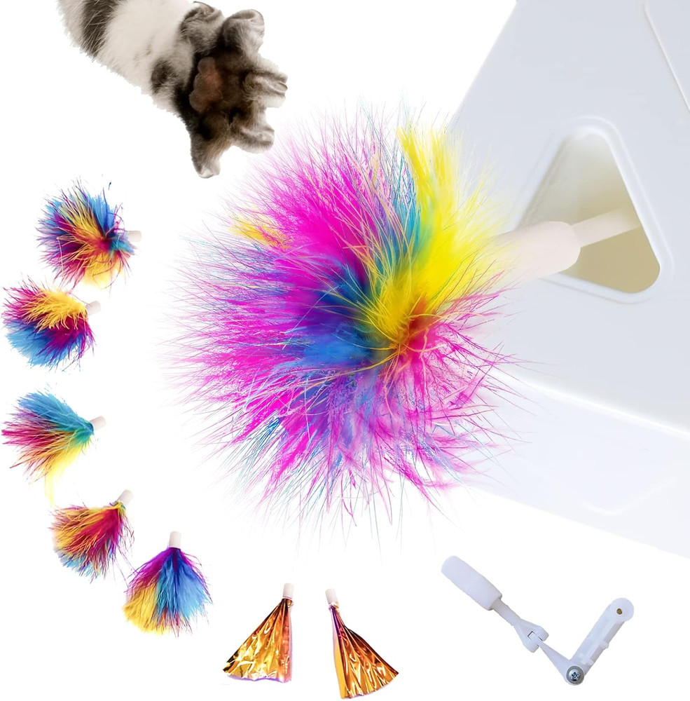 Upgrade Rainbow Feather Replacement for Automatic MigiBox Cat Toy, 6pcs Rainbow