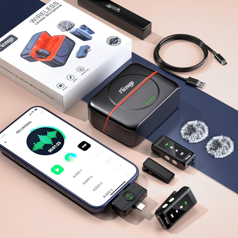K80 Professional Mini Wireless Lavalier Microphone for iPhone Android Tablets (L