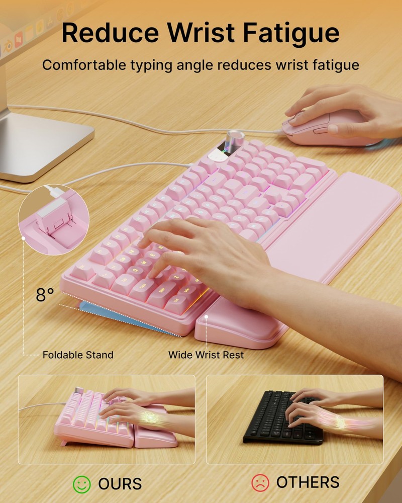 C98 Wired Keyboard and Mouse Combo, Wired Computer Keyboard with Wrist Rest, ...
