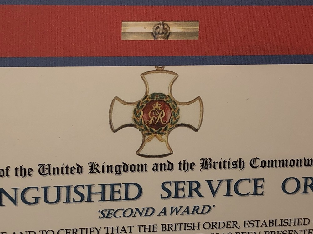 DISTINGUISHED SERVICE ORDER 2ND AWARD [UK] COMMEMORATIVE CERTIFICATE ~ Type 1