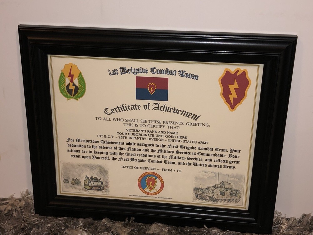 1ST B.C.T. / 25TH INFANTRY DIVISION (COMMEMORATIVE CERTIFICATE)