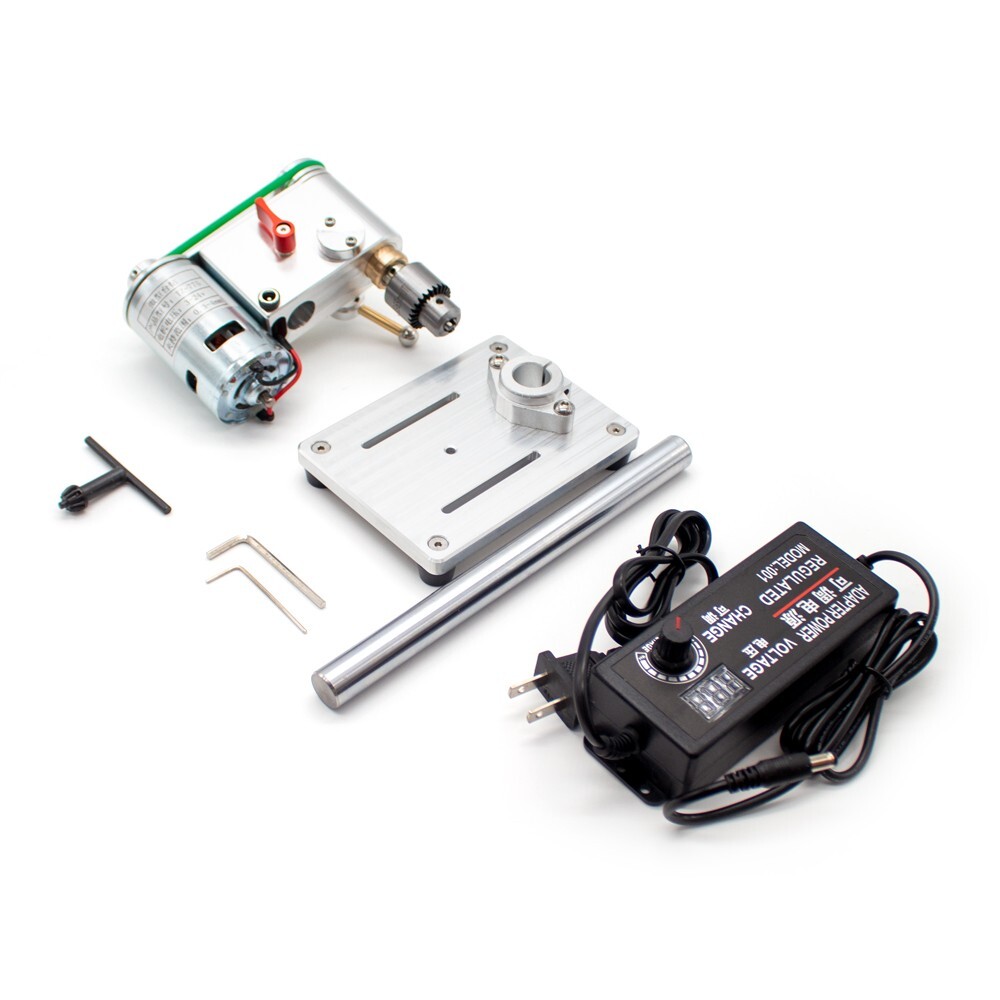 Micro Bench Drill 0.3-4MM Drilling Machine Watch Repair Tools with Power Adapter