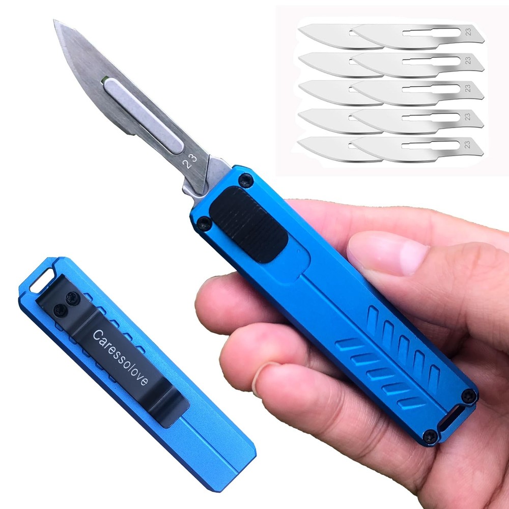 Automatic Utility Knife, Safety Black Box Cutter Retractable, EDC Push Button...
