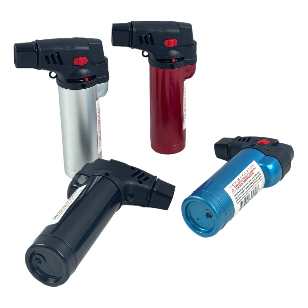 4 Pack Jumbo 4" Jet Flame Double Torch Refillable Lockable Windproof metalcolor