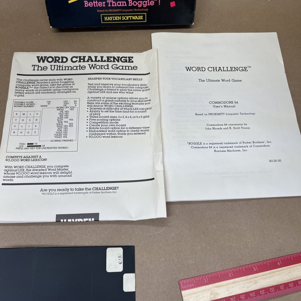 Hayden Software Word Challenge Computer Game For Commodore 64 (1984) With Manual