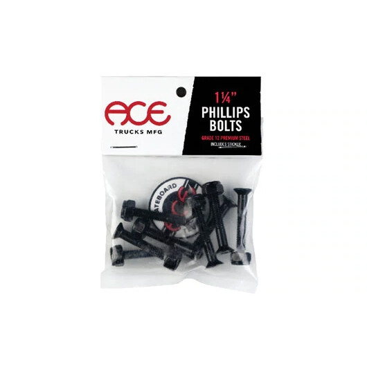 Ace Skateboard Hardware Phillips 1 1/4" Black