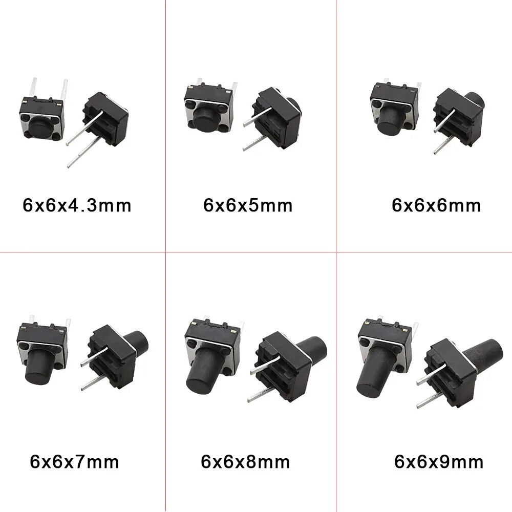 50x Tactile Reset Push Button Switch 2-Pin Momentary Micro Mini Tiny SMD 12V DC