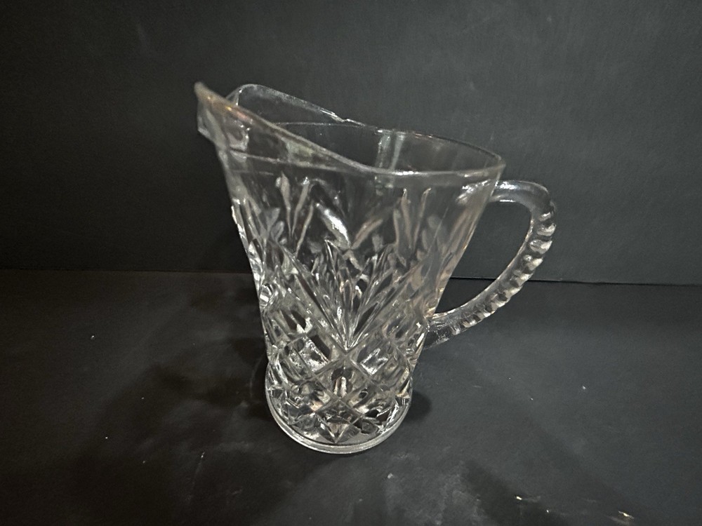 Small Clear Glass Starburst Design Pitcher
